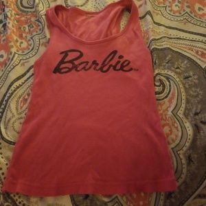Pink Barbie vintage tank labeled large fits small